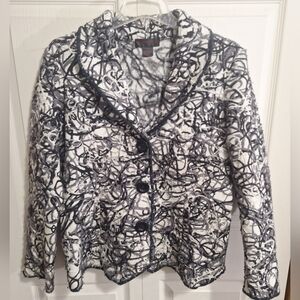 Alison Sheri Blazer - L - Black White - Acrylic